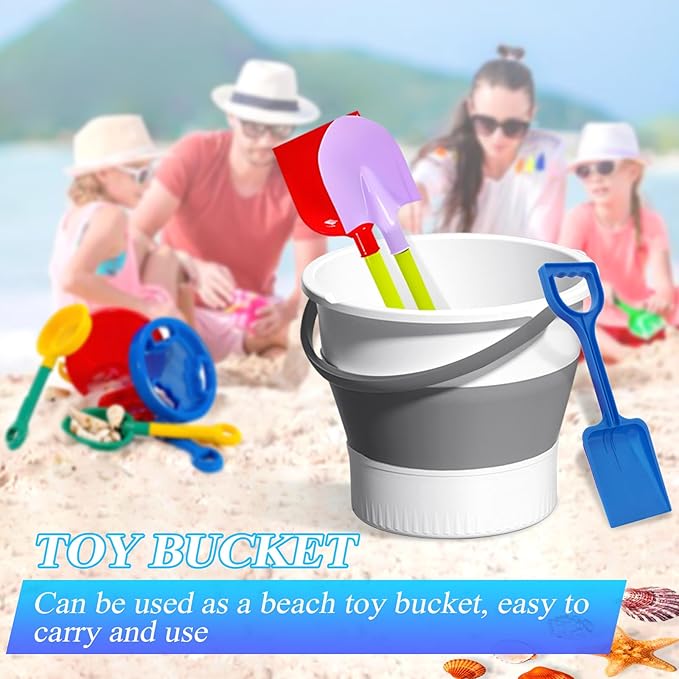 Collapsible Bucket 4.5 Gallon/17L Large Plastic Household Cleaning Mop Buckets Foldable Water Bucket for Car Wash Fishing Camping Beach (White)