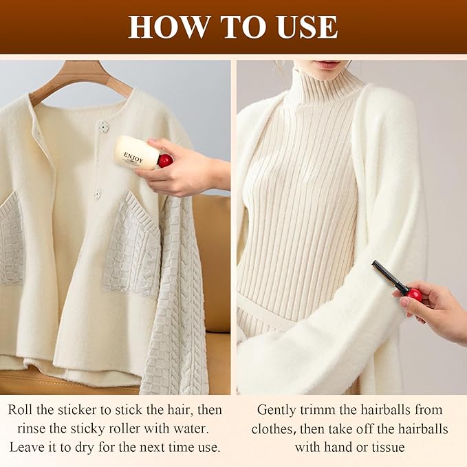 Enjoy Lint Roller, Enjoy Sticky Lint Roller, 2 In1 Washable Lint Remover, Portable Reusable Mini Lint Roller Pet Hair Remover, Sticky Lint Roller Ball for Clothes, Furniture, Dog & Cat Hair (2pcs)