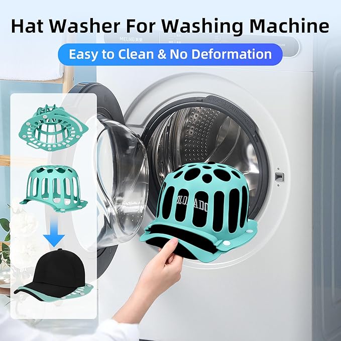 Silicone Hat Washer Cage Hat Cleaner for Baseball Caps, Rust-Proof & Shape-Saving Design,Ball Cap Washer Fit for Adults and Kids Hats Shaper,Flexible and durable,Cap holder,Green