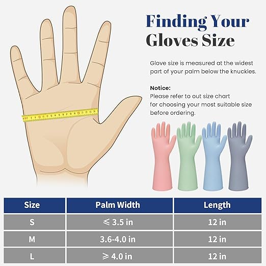 Rubber Kitchen Dishwashing Gloves - 3 Pairs Reusable Household Cleaning Gloves, Flexible and Durable & Non-slip Cleaning Gloves, Great for Kitchen, Bathroom, Laundry (Large, Pink+Green+Grey)