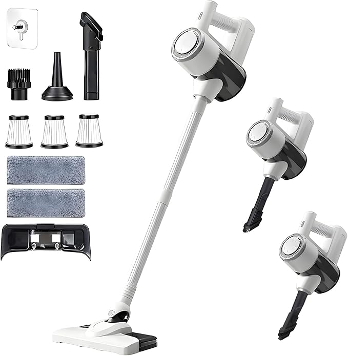 POMBEU Cordless Vacuum Cleaners for Home, Hardwood Floors Vacuum Mop All in One, Lightweight Stick Wireless Cleaner, Detachable Water Tank and Mop. Ideal for Hard Floor & Pet Hair, Mop & Vacuum Combo