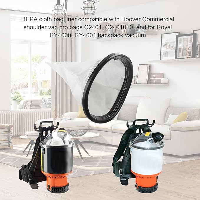 2KE2105000 Vacuum HEPA Filter Bag Liner for Hoover C2401,C2401010,Fit Royal Backpack Cloth Shoulder Vacuum Cleaner RY4000 RY4001-4 Pcs