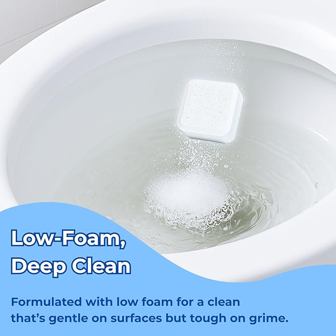 OceanBreezy Toilet Bowl Cleaner Bleach Tablets – Deep Cleaning & Deodorize, Effectively Removes Hard Stains (24-Pack Year Supply), Septic-Safe, Bathroom Cleaning Supplies