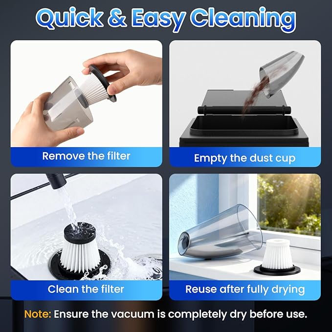 Loeeosu Handheld Vacuum Cordless Car Vacuum Cleaner 11000PA High Power Portable 1.4lbs Lightweight Rechargeable with 2 Filter Multi-Nozzles for Home Office Pet Hair Dust