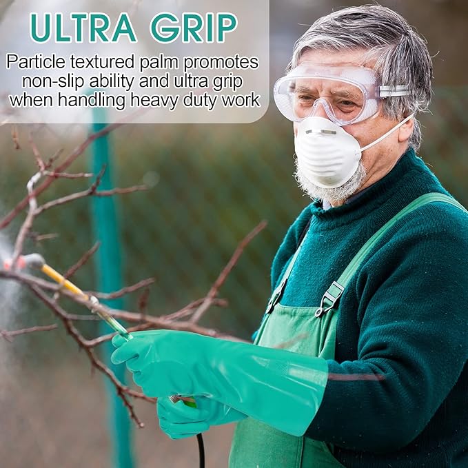 20 Pairs Chemical Resistant Gloves Heavy Duty Thick Nitrile Gloves Bulk for Cleaning, Resist Household Acid, Alkali and Oil (Small)