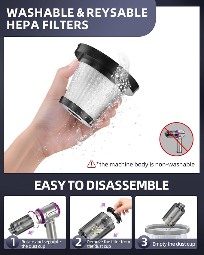 NOBIWA Portable Car Handheld Vacuum Cleaner 15000pa - 4 in 1 Vacuum Cleaner&Air Duster, Rechargeable Handheld Vacuum with Multi-Nozzles for Car, Home, Pet, Ideal Gifts for Men & Women (Pink)