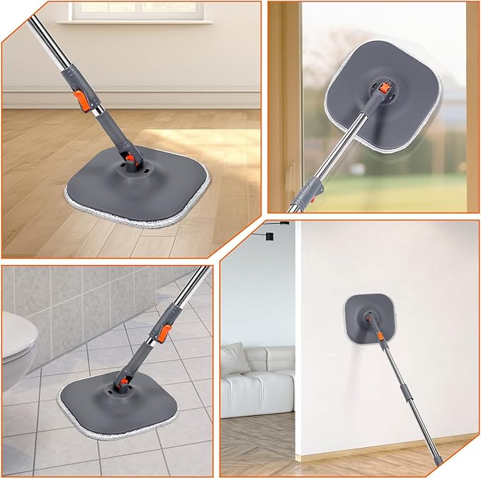 Chabatree Mop and Bucket Set,Spin Mop and Bucket Set with Separate Dirty and Clean Water,12 Replaceable Mop Pads,Deep-Cleaning Mops for Floors, Versatile Mops for Walls