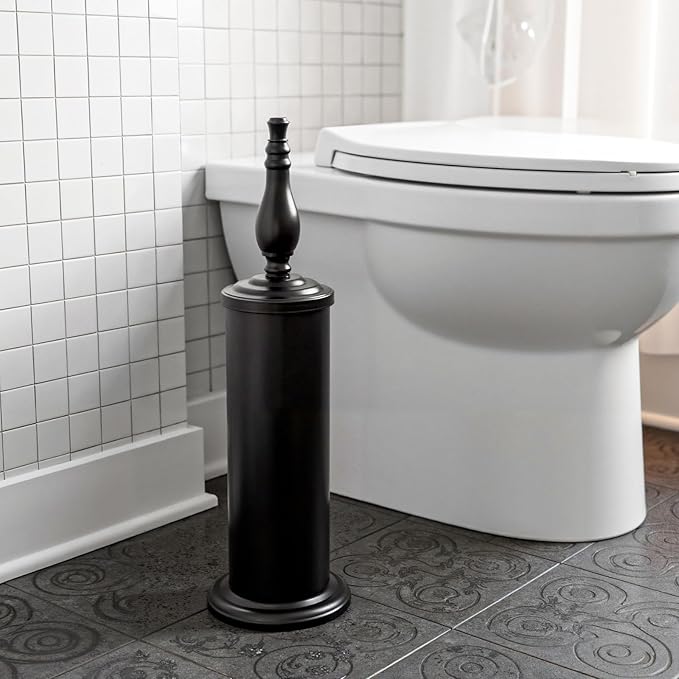 Megier Matt Black Toilet Brush and Holder Set, Toilet Bowl Brush with Heavy Duty Wide Base,Deep Cleaning Modern Bathroom Cleaner Brush -Space Saving