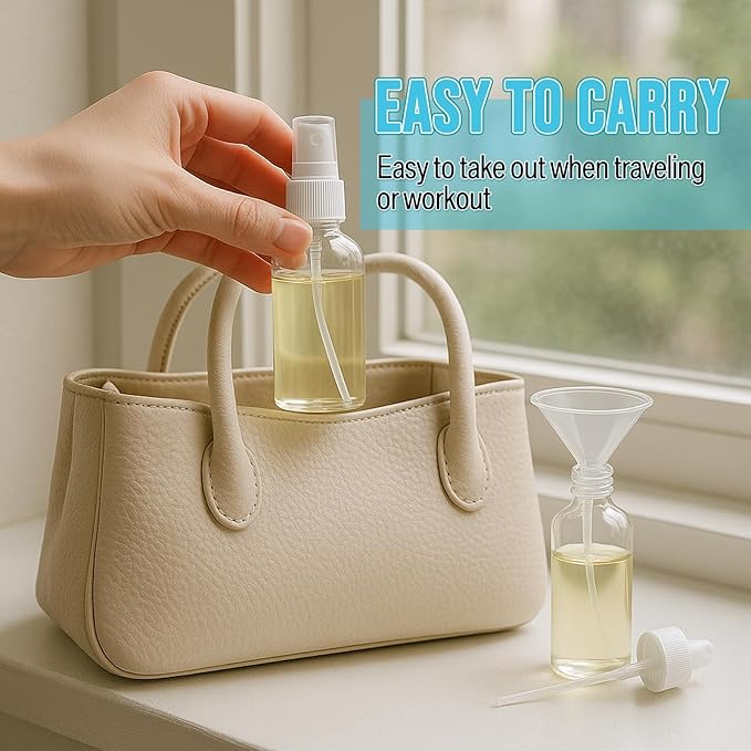 Uiifan 400 Pcs Mini Clear Spray Bottles 1 oz Small Empty Plastic Fine Mist Spray Bottles with Small Funnels for Essential Oils Travel Alcohol Perfumes