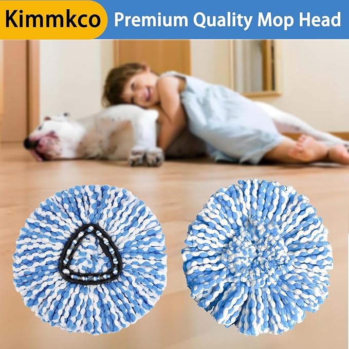4 Pack Spin Mop Head Replacement for O Cedar RinseClean Spin Mop Refill, Mop Replace Head for Only 2-Tank System, Fluffy Microfiber, Machine Washable