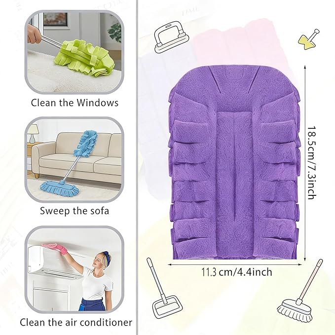 360° Electrostatic Duster Refills — The Sustainable Choice for A Dust-Free Home, Reusable Electrostatic Dust Removal Kit, Dry and Wet Use (5pcs)