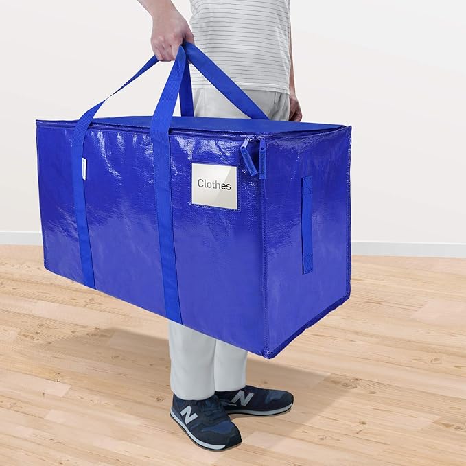 TICONN 16 Pack Extra Large Moving Bags with Zippers & Carrying Handles, Heavy-Duty Storage Tote Moving Boxes for Space Saving