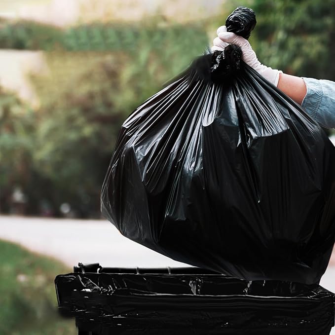 Black 13 Gallon Trash Bags – Bulk 1020 Count – Tall Kitchen Garbage Bags – 13 Gal Unscented Plastic Can Liners for Bathroom, Office, Janitorial, Commercial, Industrial, Municipal – Drawstring-Free