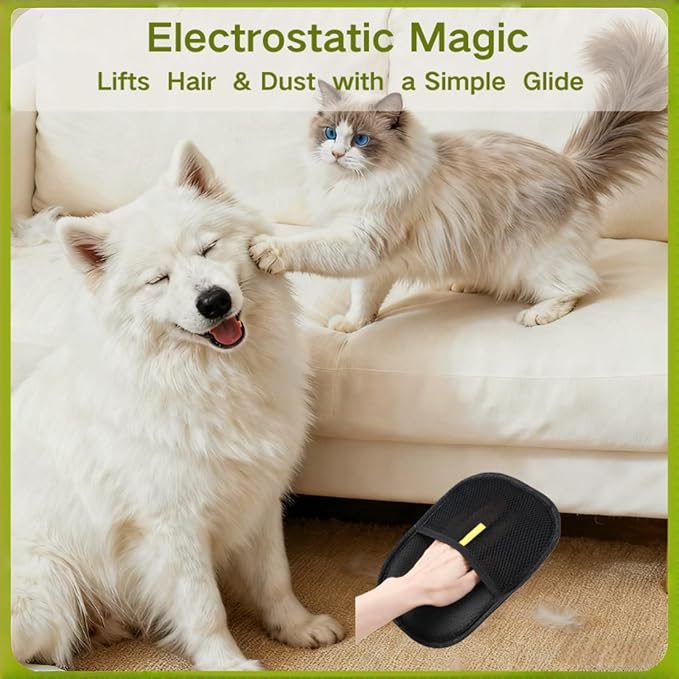 BYNGYDDZ Pet Hair Removal Glove for Dogs and Cats - Electrostatic Pet Hair Gloves &Pet Hair Remover Tool for Furniture, Car Seats, Clothing, Couch, Carpet