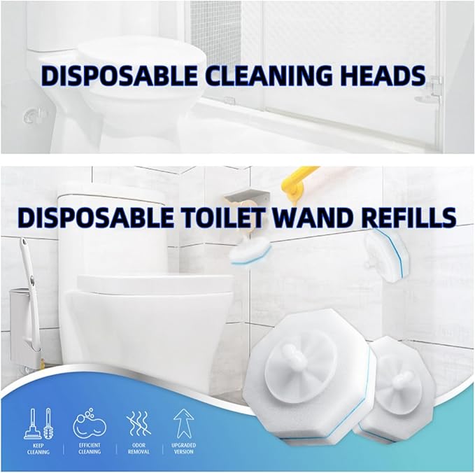 50 Count Toilet Wand Refills Disposable Toilet Brush Heads Compatible with Most Toilet Brushes for Toilet and Bathroom Cleaning