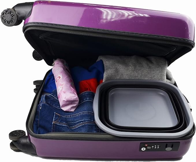 SAMMART 5.5L (1.4 Gallons) Collapsible Tub - Foldable Dish Tub - Portable Washing Basin - Space Saving Plastic Washtub (Dark Grey/Black, 1)