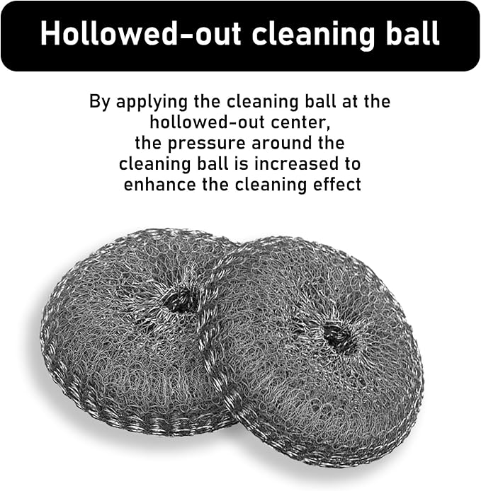 Stainless Steel Wool Metal Wire Scrubber Sponge Scouring Pads Brush Set with Handle for Cleaning Dishes,Pots and Pans,Kitchen Cast Iron,Stoves, Sink,Cooking Tools,Silver(7pcs)