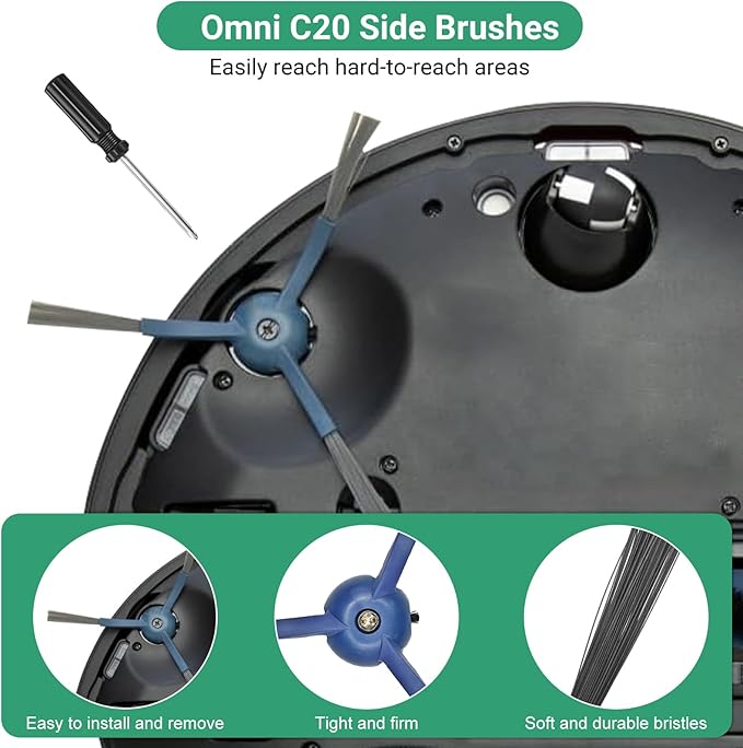 32-Piece Accessories Kit for Eufy Robot Vacuum Omni C20 – Includes: 2 Main Brushes, 4 Filters, 6 Mopping Pad, 6 Side Brushes, 6 Dust Bags, 6 Scented Tablets, 1 Cleaning Brush & 1 Screwdriver