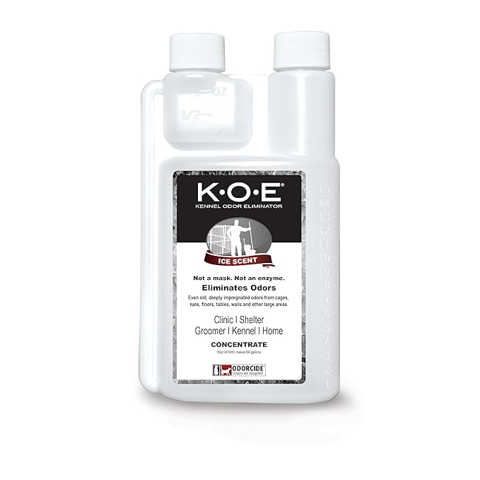Odorcide K.O.E Kennel Odor Eliminator Concentrate – For Cages, Runs & More – For Home & Kennel w/Safe, Non-Enzymatic Formula - Ice Scent - 16 oz