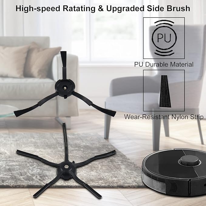 16 Packs Replacement Parts Compatible for Roborock S6 Pure, S6, E4, S4 Max, S6 MaxV, S5, S5 Max, S4, E20 E25 E35 S50 Xiaomi Mijia Robot Vacuum, 2 Main Brush, 4 Filters, 6 Side Brushes, 4 Mop Cloth