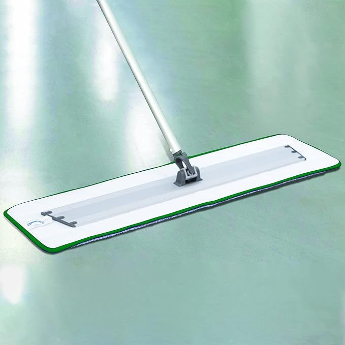 CleanAide Twist Yarn Microfiber Flat Mop Pad with Scrub Strips for 18" Mop Plates, Reusable, Dual-Action Dry & Wet Cleaning for Homes & Offices for Hardwood, Tile, Laminate & Vinyl Floors, Green