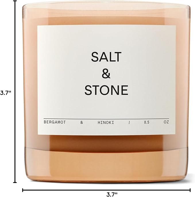 SALT & STONE Scented Candle for Women & Men | Hand-Poured, Aromatic & Fragrant | Coconut & Soy Blend Wax | 100% Cotton Wick | Long-Lasting 50 Hour Burn Time (8.5 oz) (Bergamot & Hinoki)