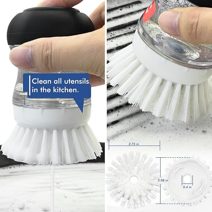 Palm Brush Refills for OXO Soap Dispensing Dish Brush - 6 Pack Cleaning Replacement Brush Head for OXO Palm Brush