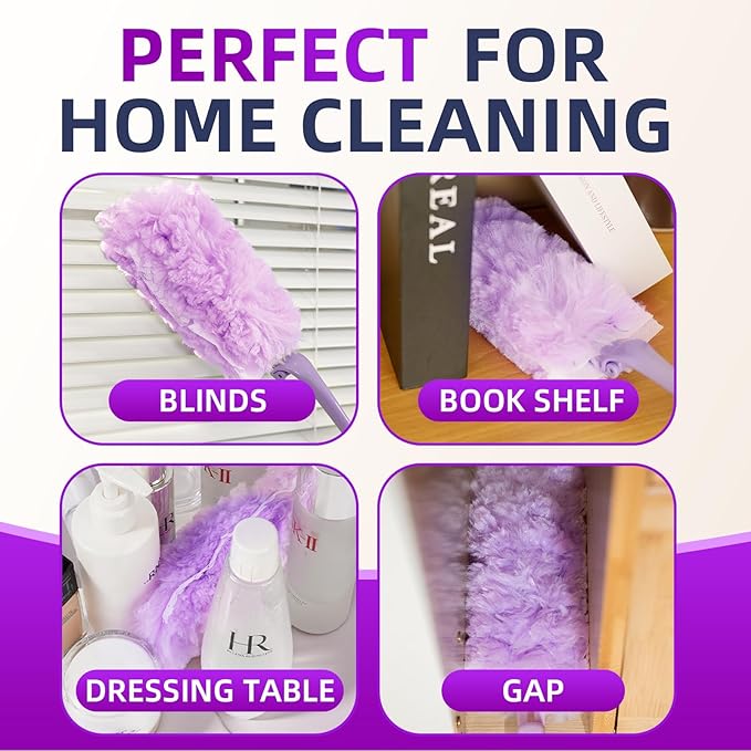 CHUSHE Duster Refills 20-Pack with 2 Handles , Fits All Swiffer Handles ,4X Efficient for 360° Cleaning on Blinds, Ceiling Fans & Furniture
