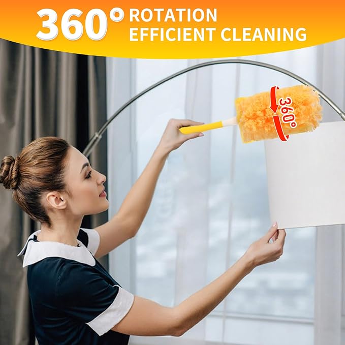60 Count Duster Refills for Swiffer Dusters with 1 Handle - Multi-Surface Larger Size Feather Dusters, 360 Heavy Duty Duster Refills for Cleaning Home, Furniture, Blinds and Ceiling Fans