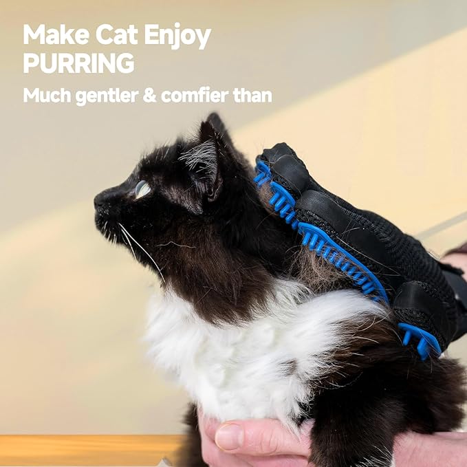 NVNAN 2-in-1 Pet Hair Removal Glove Set for Cats & Dogs, Five-Finger Electrostatic Pet Hair Gloves & Grooming Glove ,Reusable Magic Brush Pet Hair Remover Tool for Laundry,Carpet,Car Seat,Couch