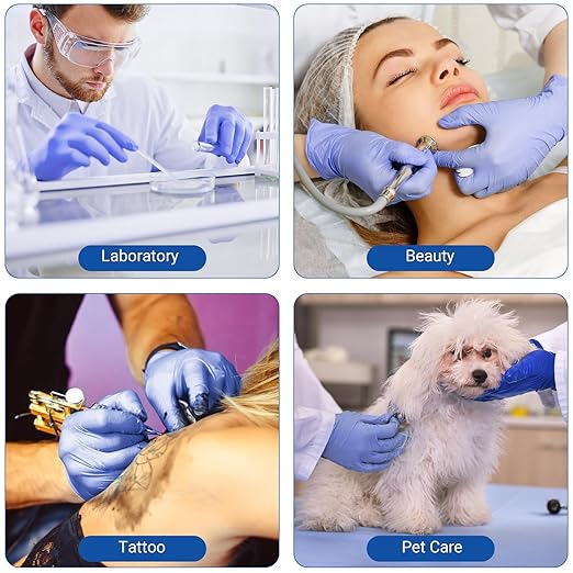 JMU 200 Nitrile Gloves XS, Disposable Latex-Free Powder-Free Gloves, Tear-Resistant, Non-Sterile, Violet Blue
