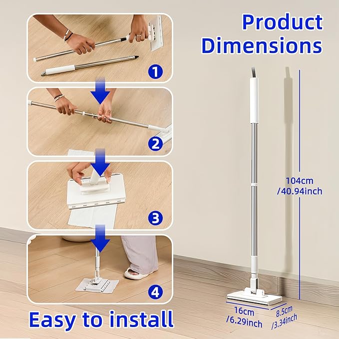 Mini Sweeper Mop No-Touch Dirty Cleaning Flat Dust Mop for Dry Wet Disposable Pads, Multi Surface Mop Floor Mopping and Sweeping Cleaning Head for Kitchen Wall Bathroom Toilet Corners Window
