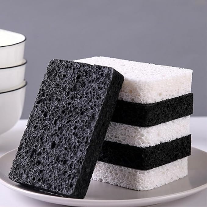24 - Pack Non-Scratch Scrub Sponges - Sponges for Dishes and Washing Dishes, Cleaning Sponges for Kitchen Home and More(Black&White)