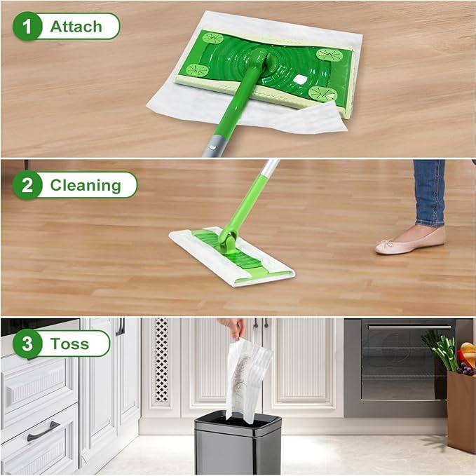 Orighty Dry Sweeping Cloths, Mop Pads Refills Compatible with Swiffer Sweeper, 120 Count Disposable Duster Refills for Floor Mopping and Cleaning