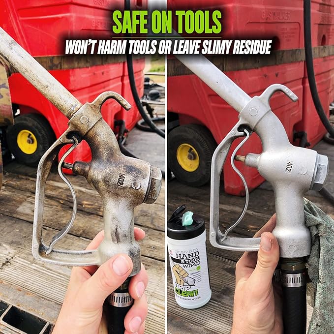 Grip Clean Heavy Duty Hand & Tool Cleaning Wipes β Waterless Hand Cleaner for Mechanics, Garage & Shop Use β Dual-Sided Grease, Oil & Paint Remover Wipes with Citrus Scent - 72ct