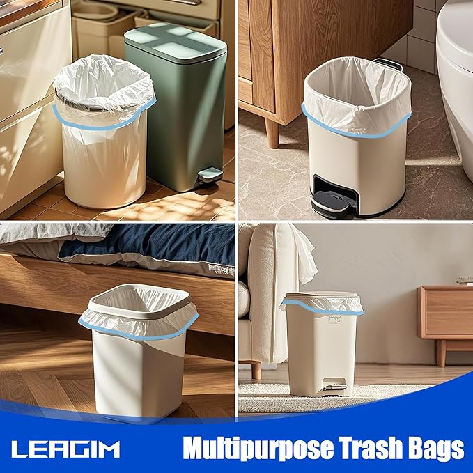 Small Trash Bags 2 Gallon, 360 Count -1.2 Mil Drawstring Mini Garbage Bags, White Plastic Trash Can Liners for Bathroom Accessories, 7.5 Liter, Bedroom, Dorm Room Essentials, Office