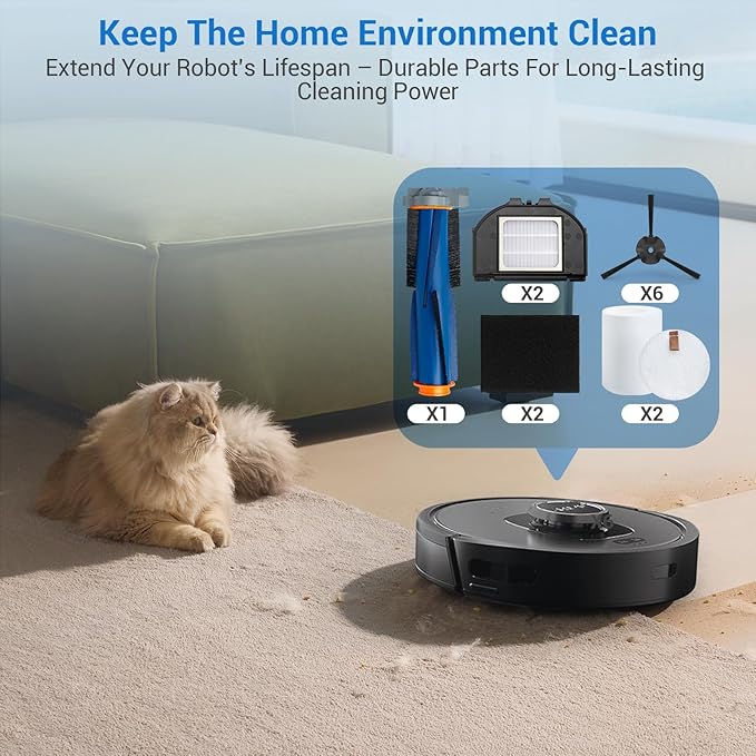 Bluevisk RV2310AE Replacement Parts for Shark RV2310AE AV2310AE RV2320S RV2300S Matrix UR2360S UR2350AE Robot Vacuum Cleaner 1 Brush Roller, 2 HEPA, 2 White Foam, 2 Black Foam, 6 Side Brushes
