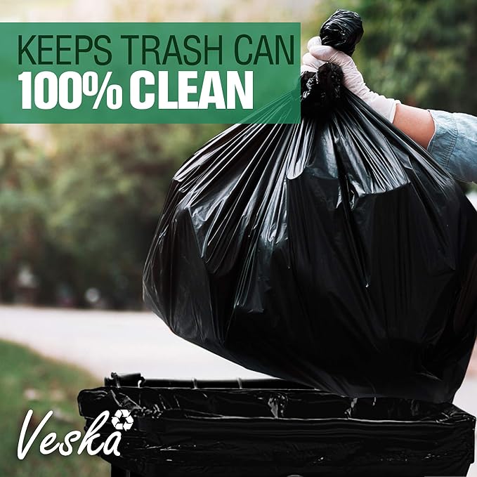 Veska 65 Gallon Trash Bags Heavy Duty | 120 Count | 64 Gallon Trash Bags for Toter - Large Garbage Bag 70 Gallon