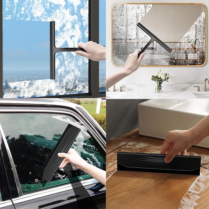 Acreditch Shower Squeegee for Glass Doors, All-One-Piece Silicone with Built-in Hook Design for Easy Hanging and Cleaning, for Bathroom, Glass, Kitchen, Tile Wall, Car