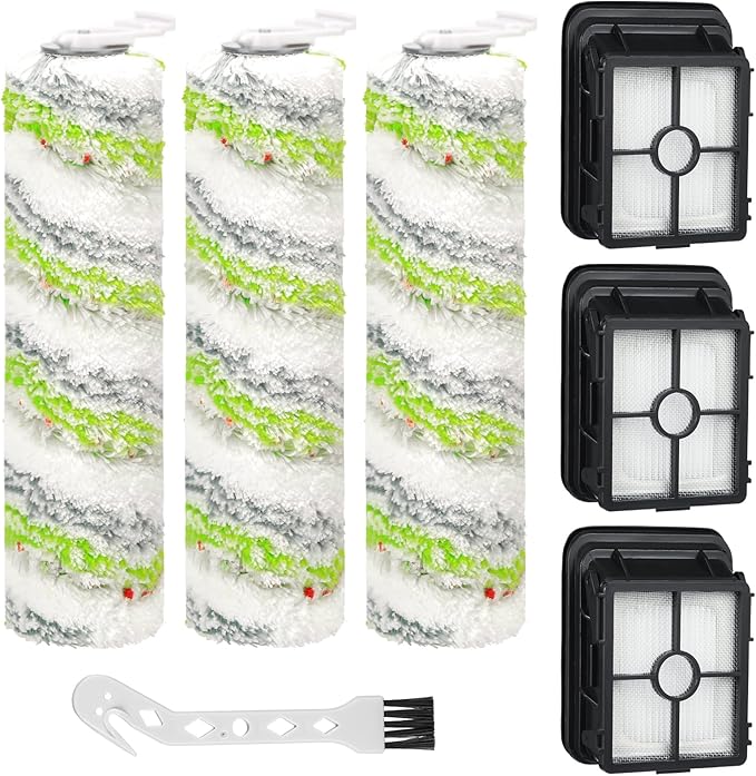 3 Pack Multi-Surface Pet Brush Rolls 2788 and Vacuum Filters 1866 Compatible with Bissell CrossWave Max 2554 2554A 2590 2593 2596, for HydroSteam 35151 3515 35152 3513 3518, Part 1618641&1608684