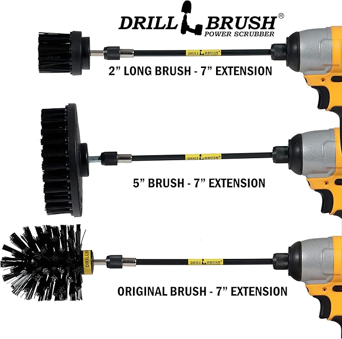 Ultimate Electric Spin Scrubber Drill Cleaning Kit with Extension - Cordless Drill Cleaning Brush Set, Power Scrubber, and Cleaning Supplies for Household and BBQ Tools - Grill Brush Scrubbing Brush