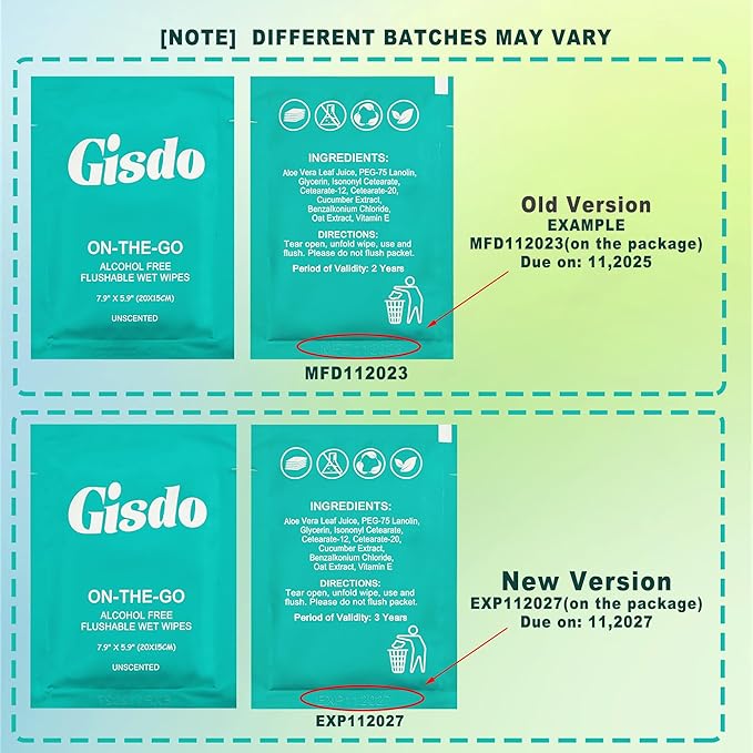 100 Pcs Flushable Wet Wipes - Individually Wrapped Travel Unscented Toilet Tissue - Aloe Vera, Adult