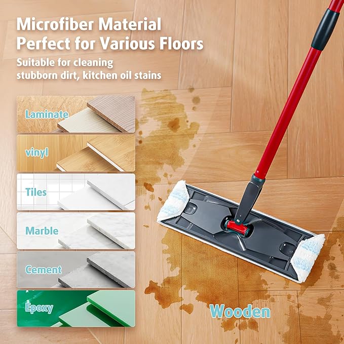 AIR U+ Mop Replacement Pads for O Cedar H2prO Flat Mop System, 8 Pack Mop Pads, Machine Washable Reusable Microfiber Mop Heads Replacements for O-Cedar H2Pro Refills Clean for ALll Floors Types