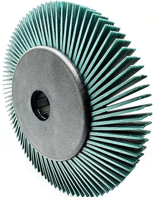 Radial Bristle Brush, 6 in x 1/2 in x 1 in 50 Grit (Green) with Adapter (Pack of 1)