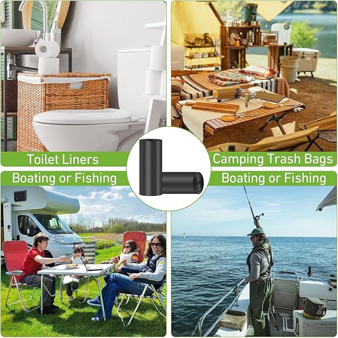 80 PCS Portable Toilet Bags with Drawstring, Biodegradable Porta Potty Bags - 8 Gallon Thickened Waste Bags Fit for 5 Gallon Bucket, Camping Poop Bag, Trash Bags for Home Boating Travel Outdoor
