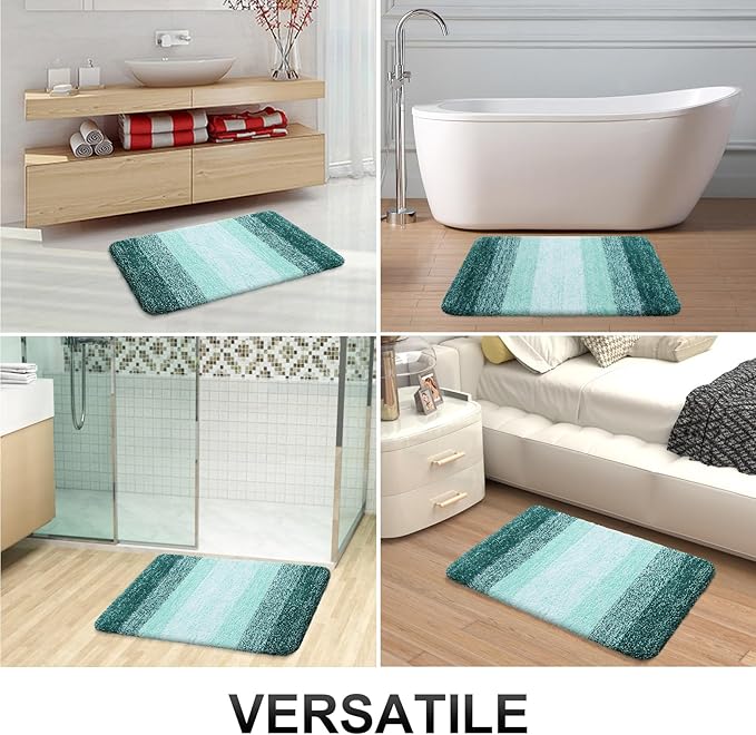 OLANLY Bathroom Runner Rugs 47x17, Extra Soft Absorbent Microfiber Bath Rugs, Rubber Backing, Quick Dry, Washable Bath Mats for Bathroom Floor, Tub and Shower, Home Decor Accessories, Blackish Green