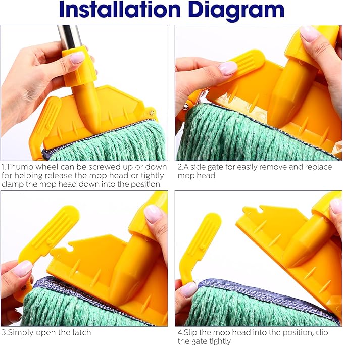 Eccliy 24 Pack Heavy Loop End Cotton String Mop Head Heavy Duty Mop Head Commercial Refills Replacement Bulk for Home Industrial Commercial Floor Cleaning (Green,Blue)