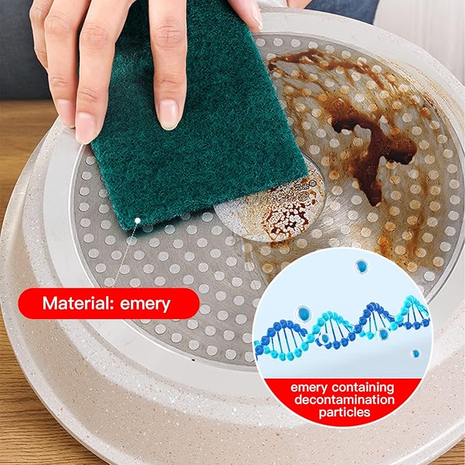 GUEICN Heavy Duty Scour Pads Sponge Dish Scrubber Non-Scratch Green Reusable Household Scrub Pads for Kitchen and Dish Cleaning Tool (20Pcs Sponge+3Pcs Clean Towel)