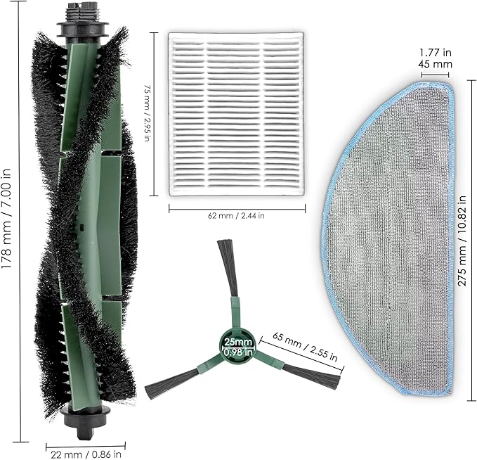 22 Pack Roomba 104 Accessories Kit Parts for irobot Roomba 104, 105 Vac, 105 Combo, Combo Essential Y0140 Y0110, Vacuum 2 Essential Q0520, 2 Roller Brushes, 4 Mop Pads, 8 HEPA Filters, 8 Side Brush