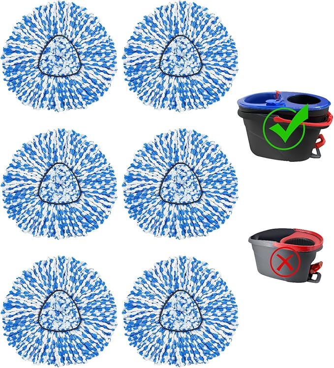 6 Pack Spin Mop Replace Head ๐๐๐๐ for O-cedar RinseClean 2 Tank Spin Mop,Mop Head Refill Replacement For O-cedar RinseClean 2 Tank System - Easy to Replace,100% Microfiber, All Floor Surface Clean